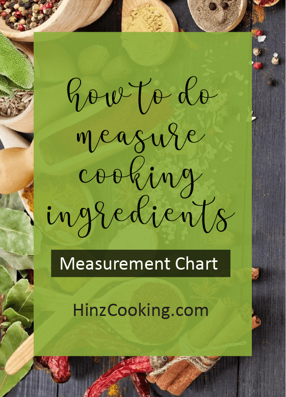 Cooking Measurement Chart - How to Measure Food - Hinz Cooking