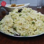 peas pulao in a big round dish