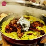 chicken tikka biryani with charcoal smoke