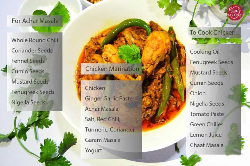 what is achari chicken ingredients