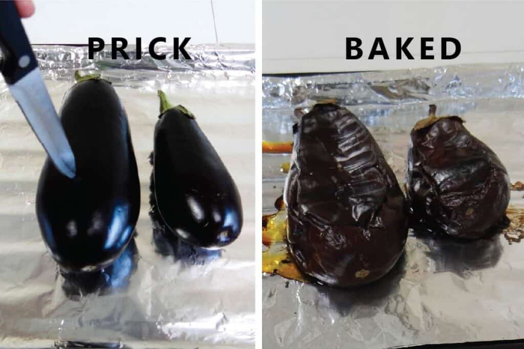 baba ganoush no tahini - Prepare eggplant for baking